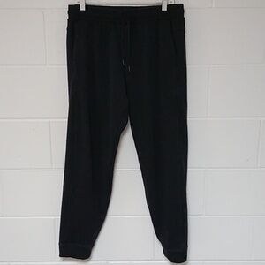 Black velour lined drawstring elastic waist joggers sweat pants